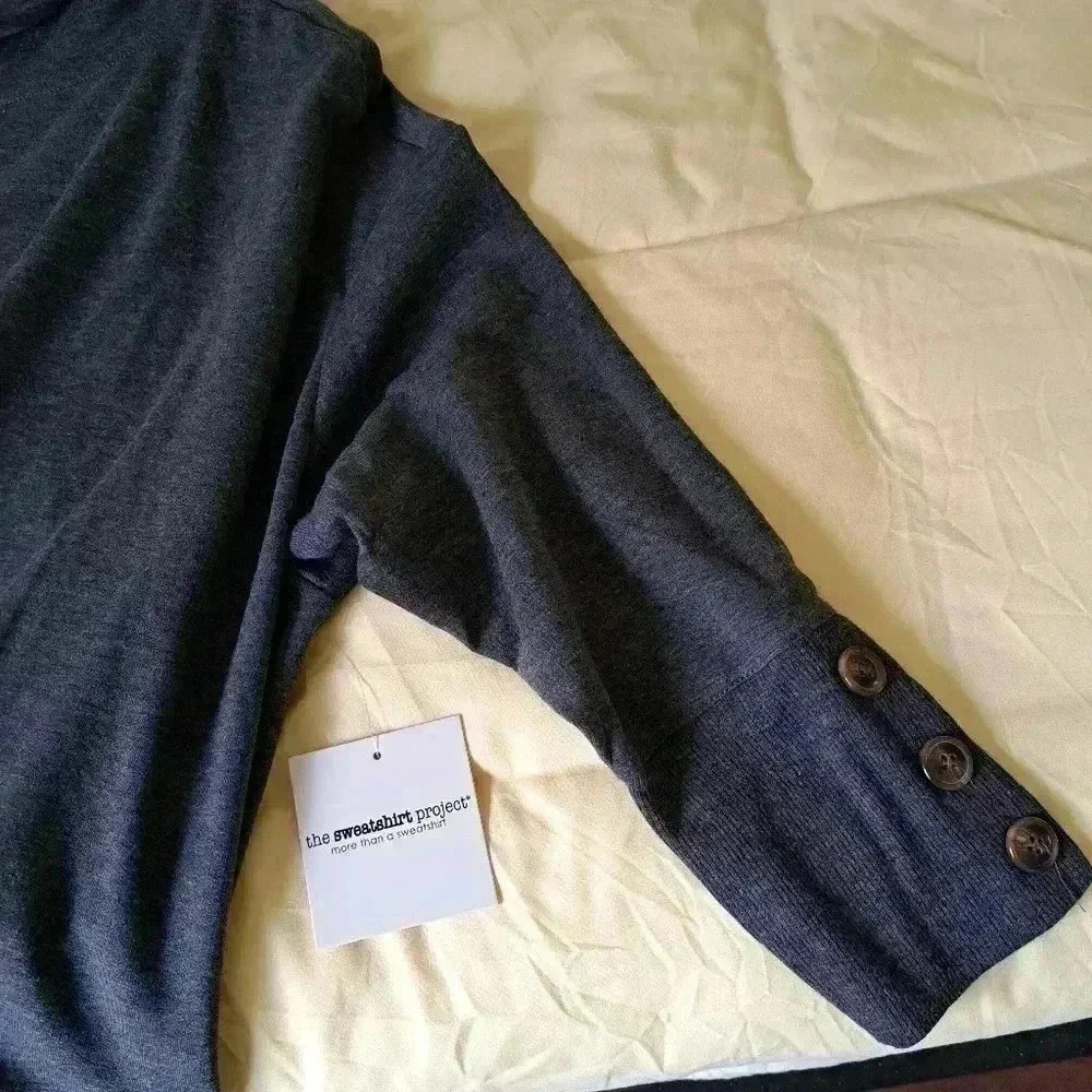 SWEATSHIRT PROJECT GRAY BUTTONED SLEEVES SIZE 1X - Picture 5 of 13